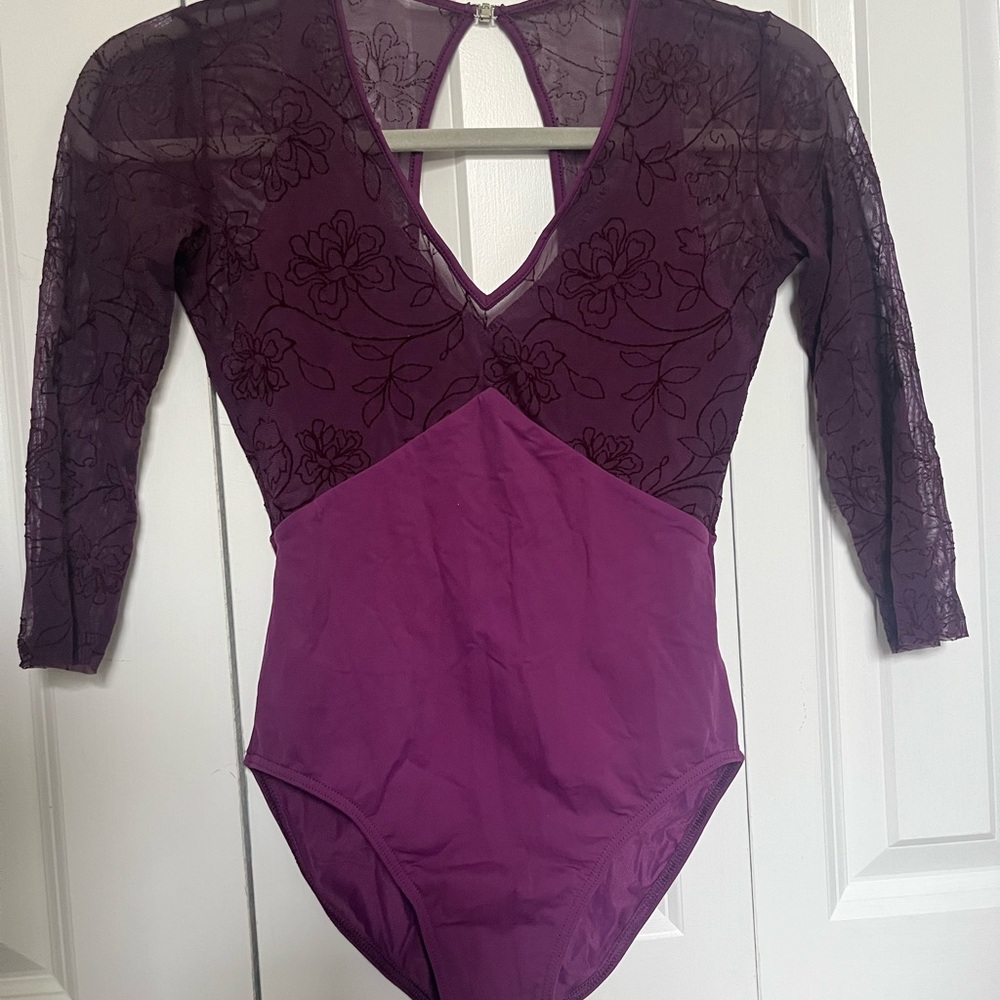 Elegant Nikolay Purple mesh/lace leotard. Size XS